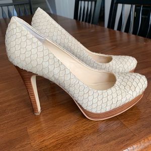 Calvin Klein “Kendall” snakeskin pumps
